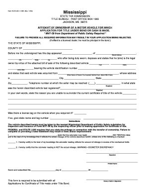 st A completed FAST TRACK Application for Replacement Certificate of Title (Form 78-026). . Mississippi certificate of title extension form
